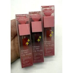 The Creme Shop Glossy 12 HR+ Lip Stain Set 3pc Heart Eyes Cherub New Sealed